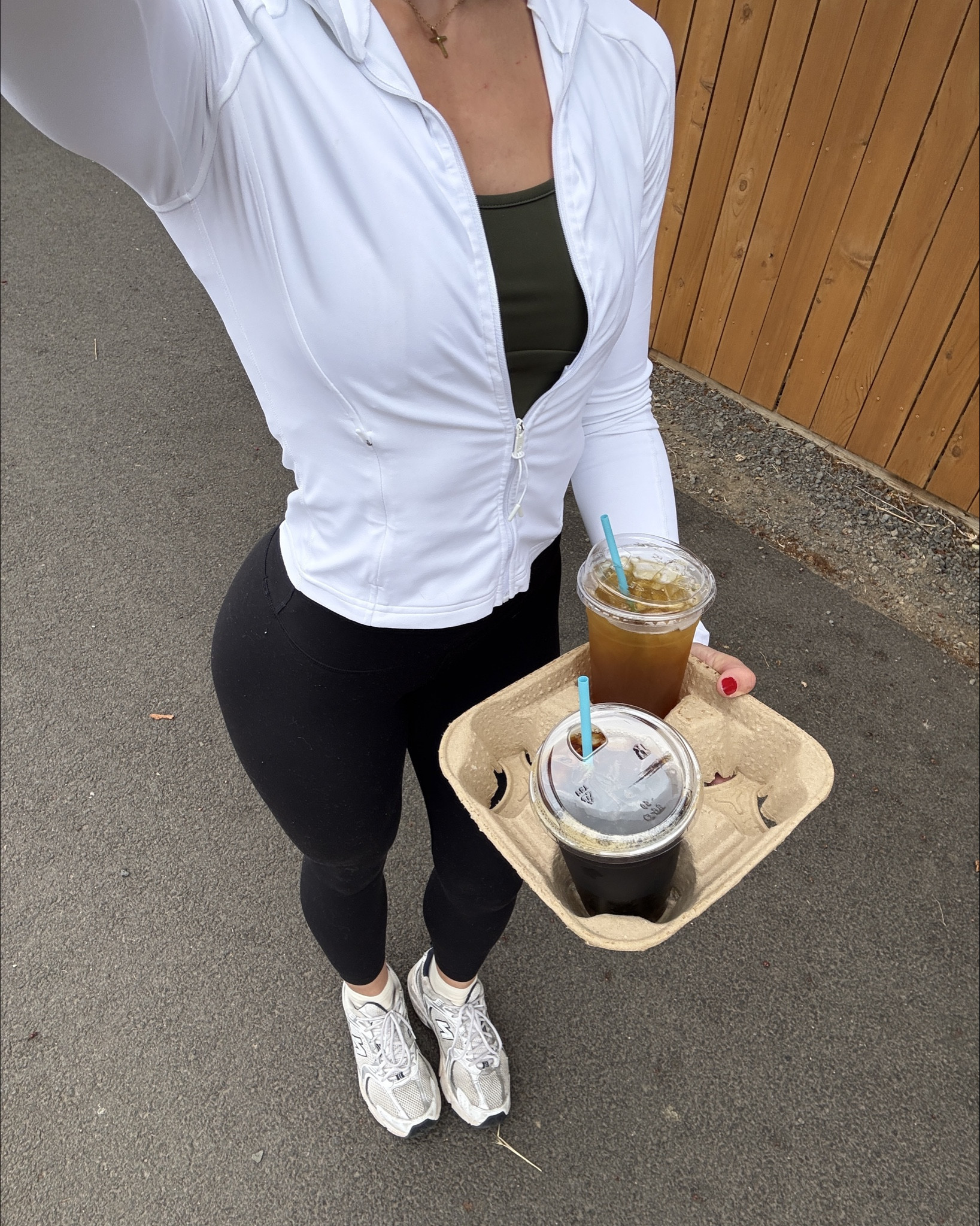 Products Linked !! They don’t have the white zip up in stock but they have other colors!! Perfect coffee run outfit 🤍✨🫶 

#LTKActive #LTKBump #LTKStyleTip