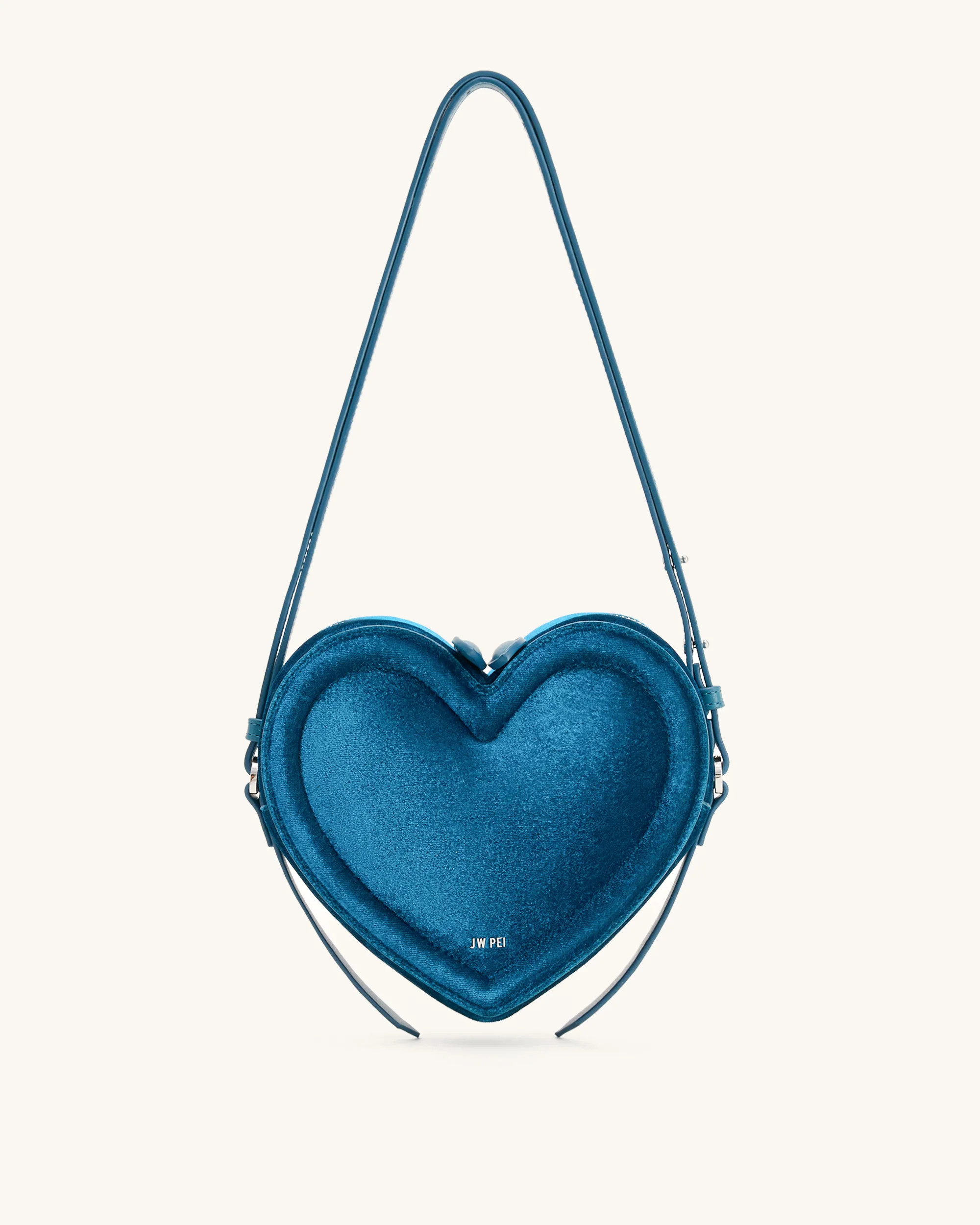 Arlene Velvet Heart Shaped Bag - Blue | JW PEI US