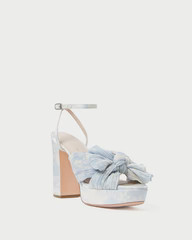 Natalia Blue Floral Bow Heel | Loeffler Randall
