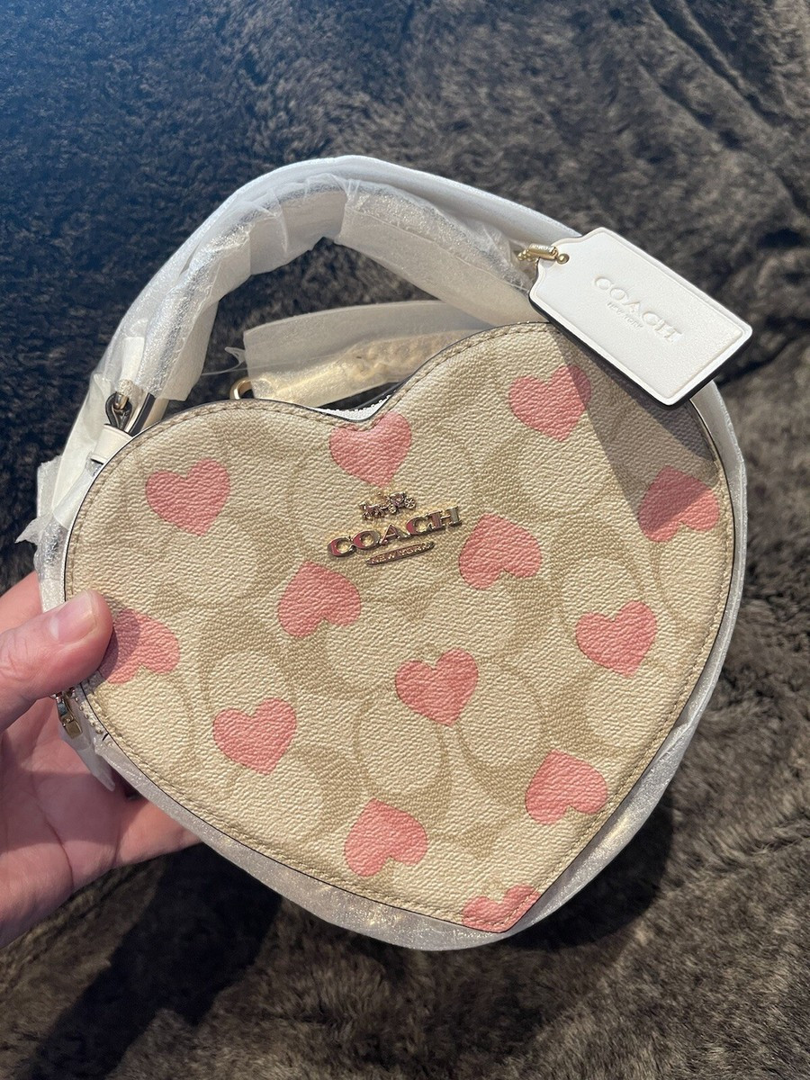 NWT coach Heart Crossbody In Signature Canvas With Heart Print CP021 | eBay US