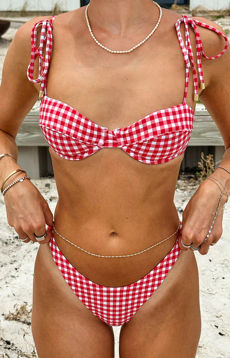 9.0 Swim Bianca Red Gingham Bikini Bottoms | Beginning Boutique | Beginning Boutique (US)