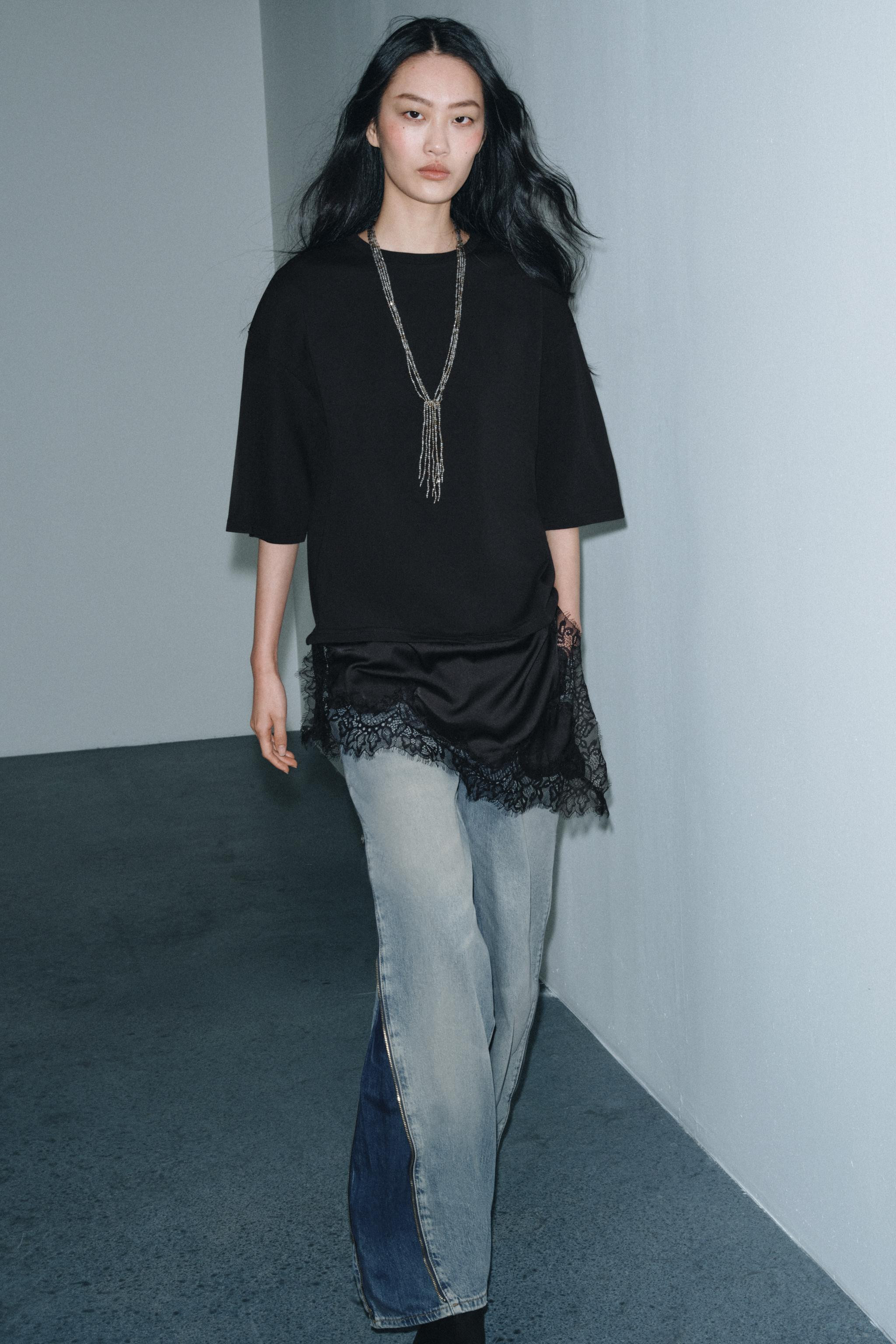 COMBINATION LACE T-SHIRT | Zara US