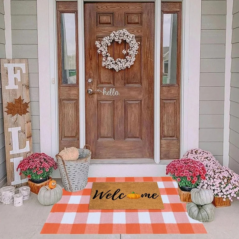 Buffalo Plaid Rug 2X3 ft Outdoor, Fall Decorations for Home, Sturdy Front Door Mat, Reversible Ha... | Walmart (US)