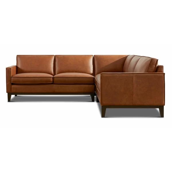 Zoticus 100" Wide Genuine Leather Symmetrical Corner Sectional | Wayfair North America
