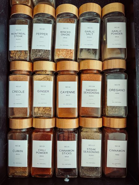 home organization, kitchen organization | glass bottles + labels for spices and seasonings

#LTKhome #LTKfindsunder50 #LTKsalealert