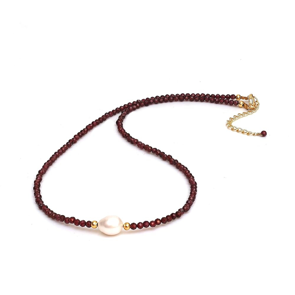 Gempires Gemstone Beaded Necklace with Freshwater Pearl Choker Style Jewelry Hypoallergenic Non T... | Amazon (US)