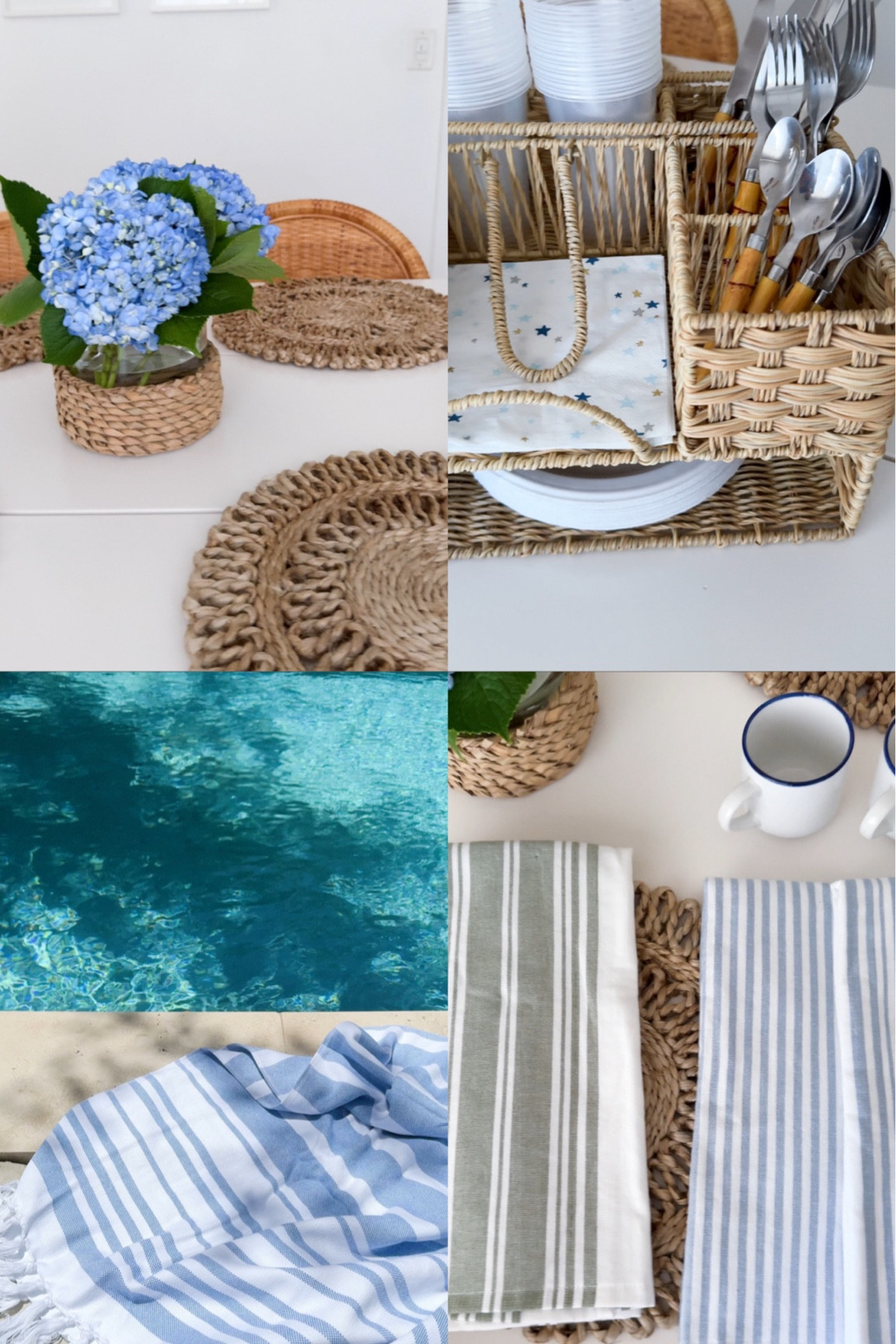 #WalmartPartner 🐚 Shop my favorite classic coastal household essentials I found on @Walmart. The cutest resin rattan serving caddy for all your parties, prettiest striped kitchen towels, beautiful hyacinth hurricane candle holders you can use as vases, hydrangea colored bath towel set, woven jute placemats, and the cutest striped beach towel. #walmart

#LTKHome #LTKStyleTip #LTKFindsUnder50