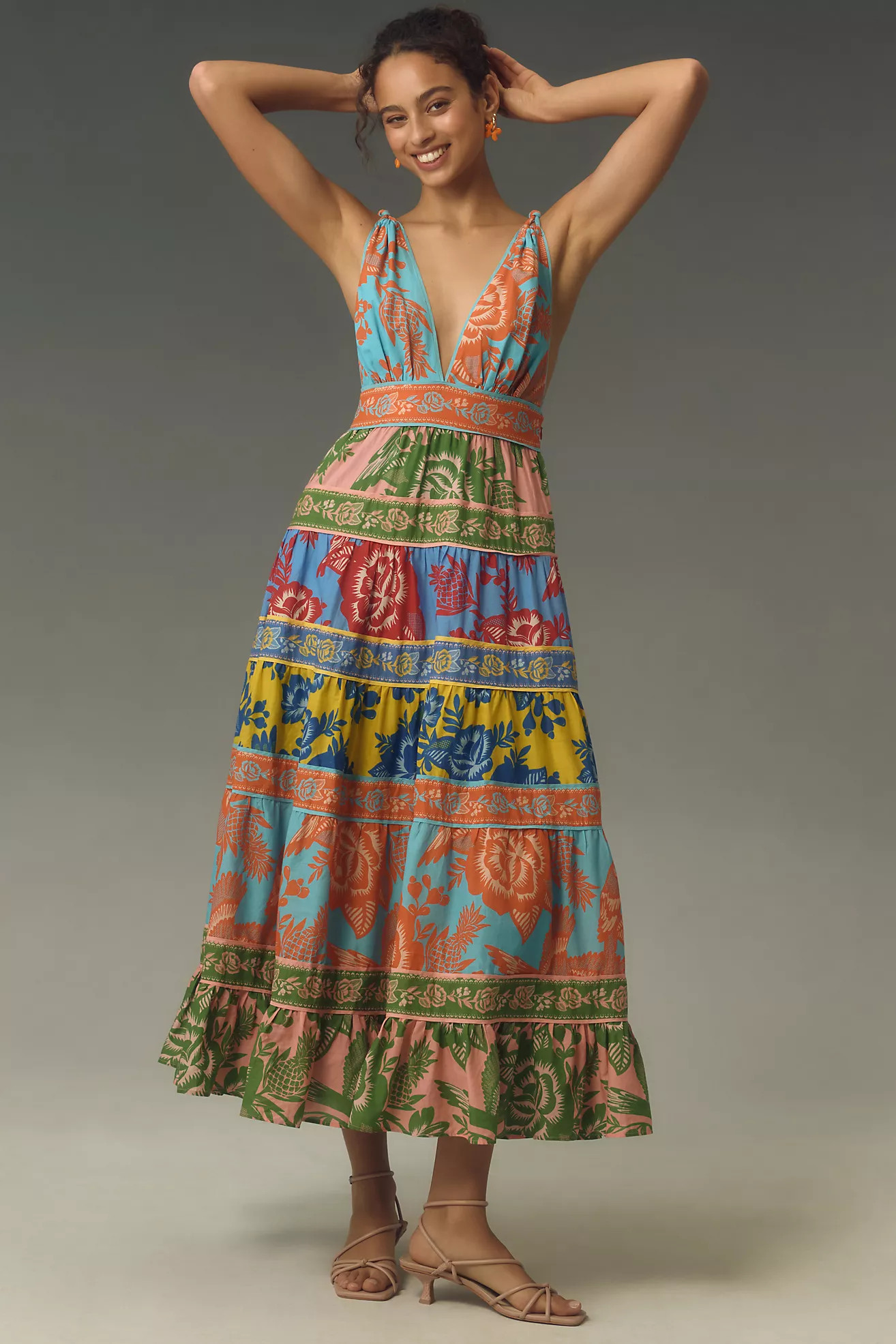 Farm Rio Garden Mix Midi Dress | Anthropologie (US)