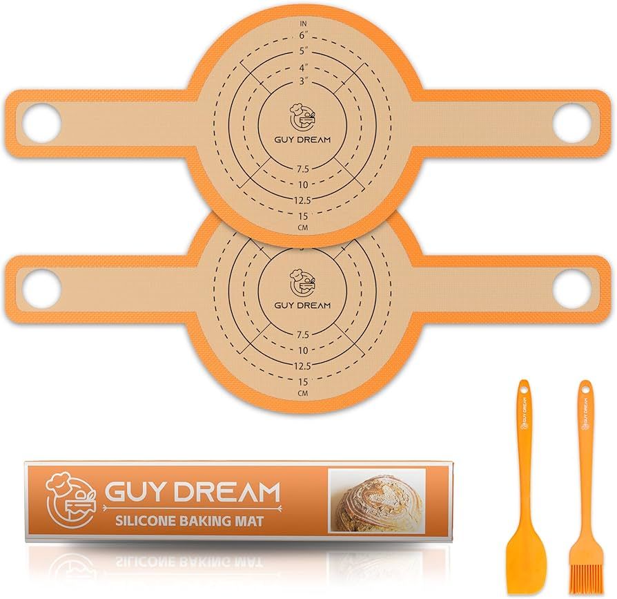 2PCs GUY DREAM Silicone Baking Mat for Dutch Oven - Non-stick Bread Sling - 8.3 Inch Reusable Bre... | Amazon (US)