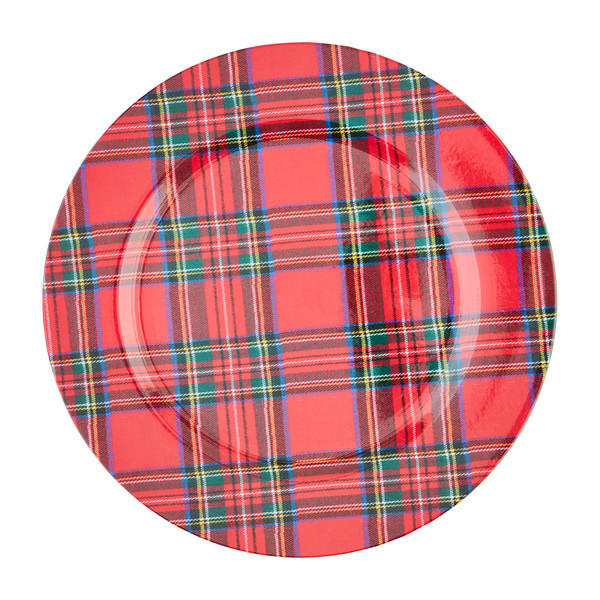 Mud Pie Tartan Charger in Red | Plastic | Mud Pie