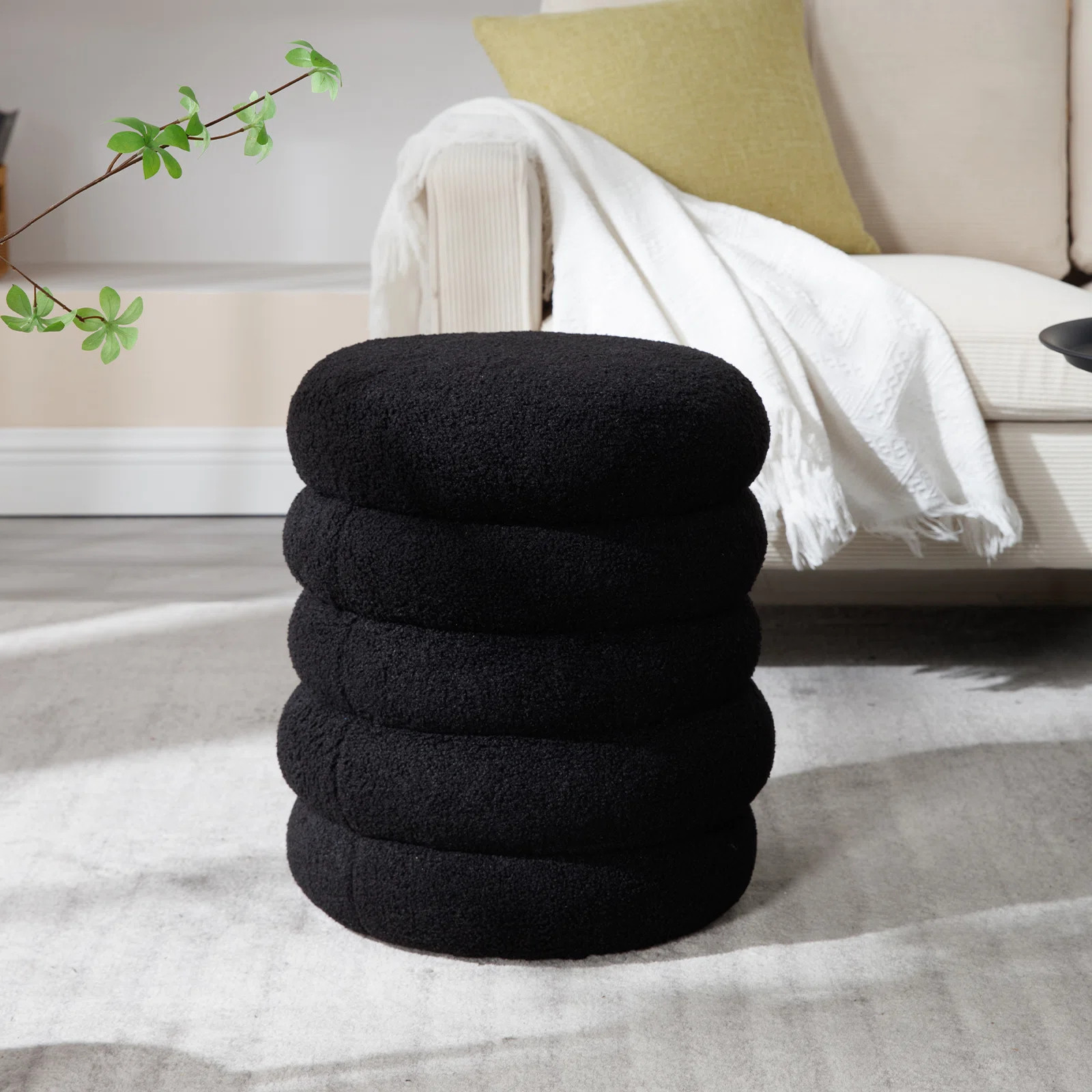 Upholstered Storage Ottoman With Round Side For Living Room, Entryway, Bedroom | Wayfair North America