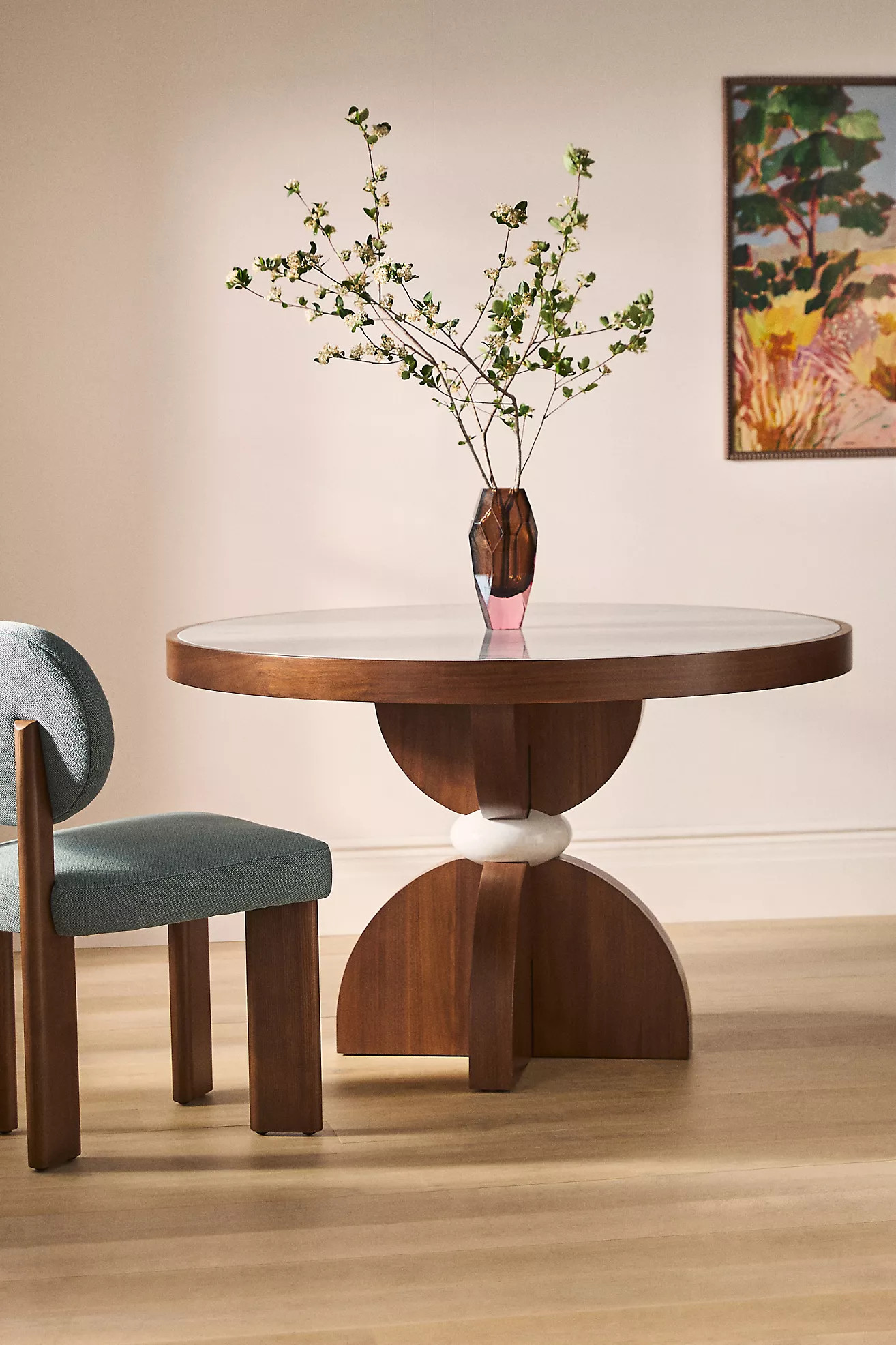 Vivienne 48" Round Marble Top Wood Dining Table | Anthropologie (US)