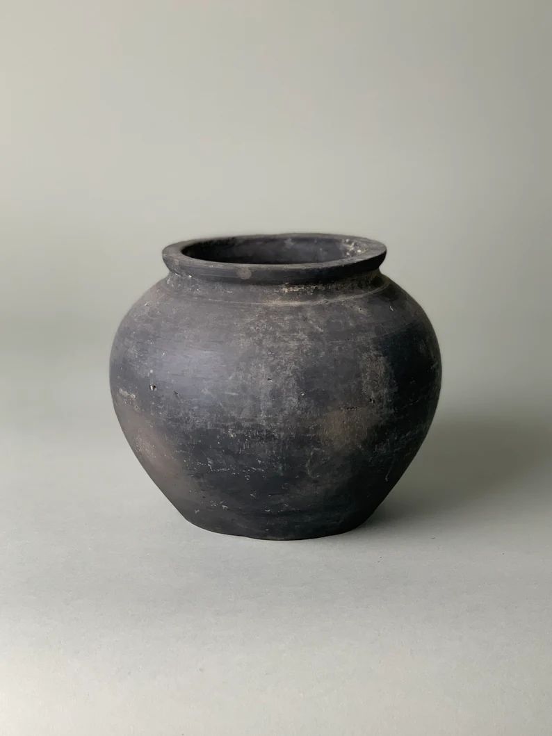 Small Vintage Black Grey Pot {B} (Free Shipping) | Etsy (US)