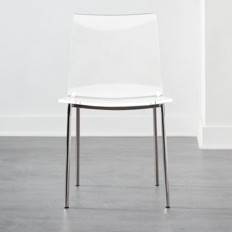 Chiaro Clear Modern Chair Nickel + Reviews | CB2 | CB2