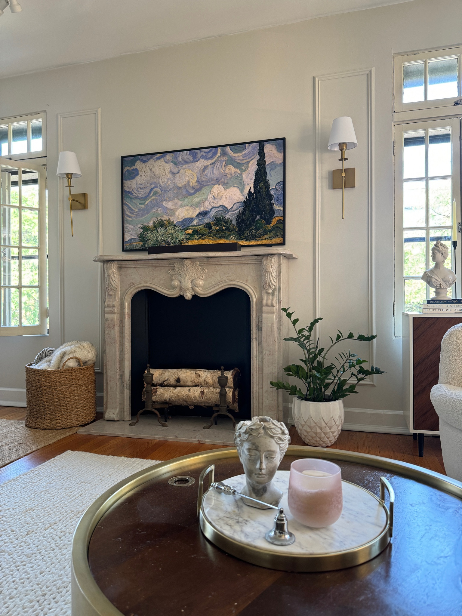 DIY molding, frame TV, wireless sconces 

#LTKHome