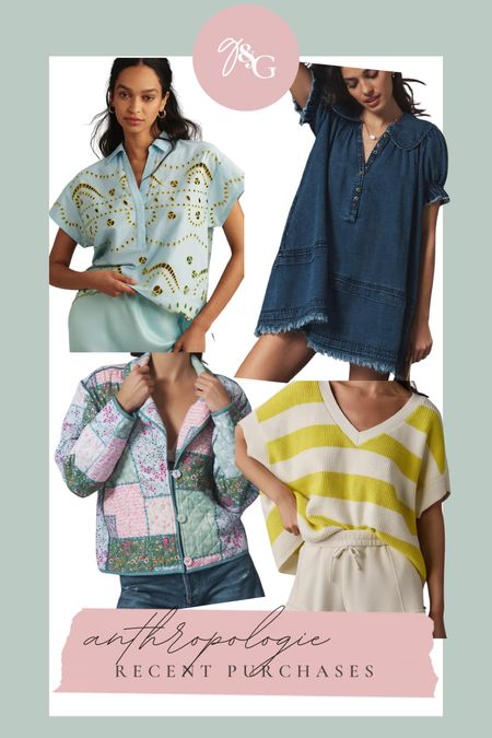 Recent purchases from Anthropologie// quilted jacket, denim dress, striped sweater, eyelet top 

#LTKSeasonal #LTKfindsunder100 #LTKstyletip