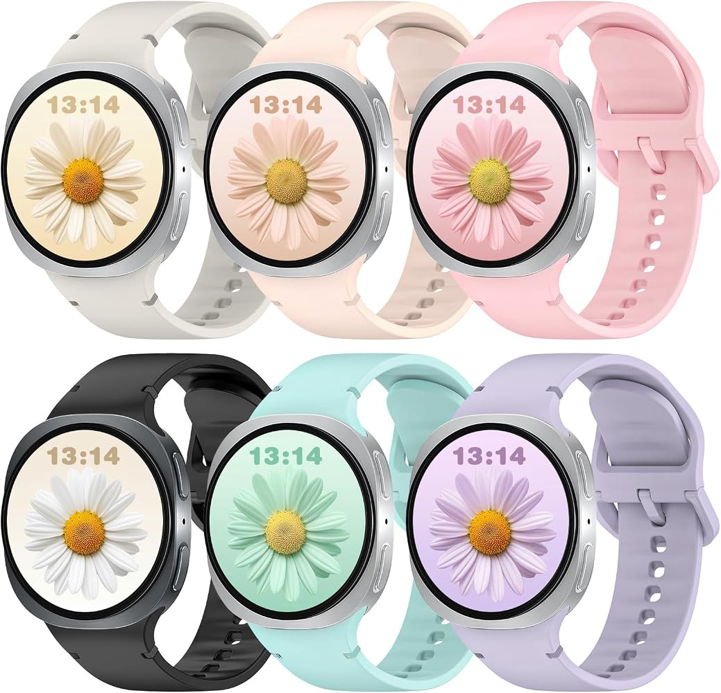 6 Pack Sport Bands Compatible with Samsung Galaxy Watch 8 Band 40mm 44mm/Galaxy Watch 8 Classic 4... | Amazon (US)