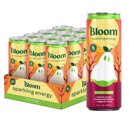 Bloom Nutrition Pear Scare Sparkling Energy Drink, 12oz 12 Pack | Amazon (US)