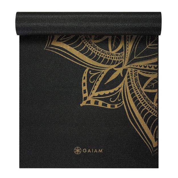Gaiam Metallic Bronze Printed Yoga Mat - Black (6mm) | Target