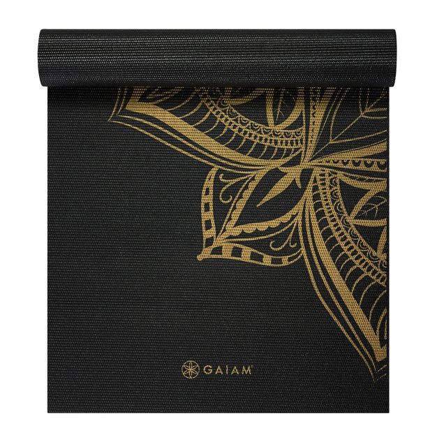 Gaiam Metallic Bronze Printed Yoga Mat - Black (6mm) | Target