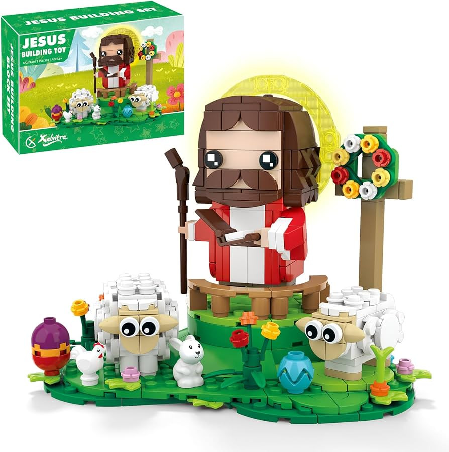 Jesus Figures Building Blocks Kit, Bible Story Good Shepherd with Sheep Bunny and Chick Blocks To... | Amazon (US)