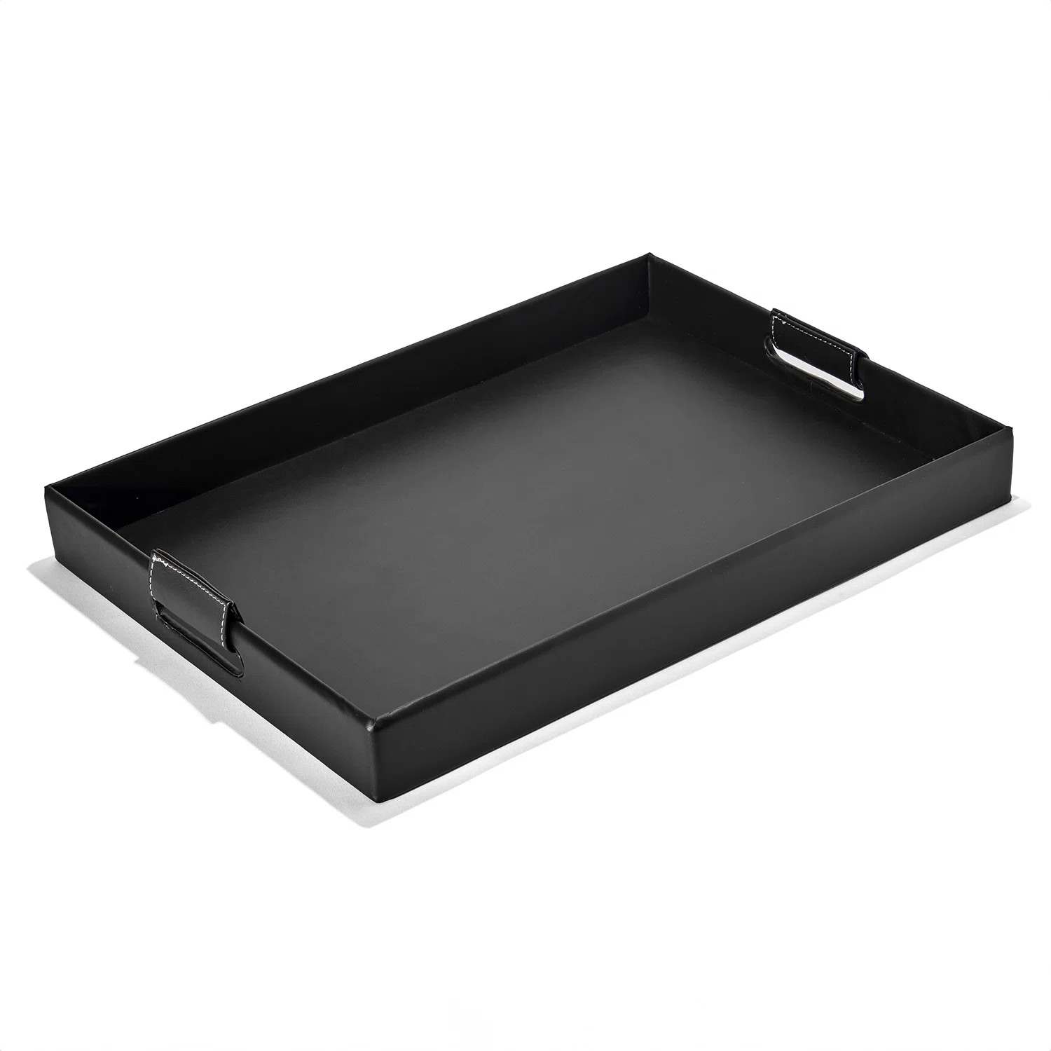 Faux Leather Rectangular Tray With Handles | Wayfair North America
