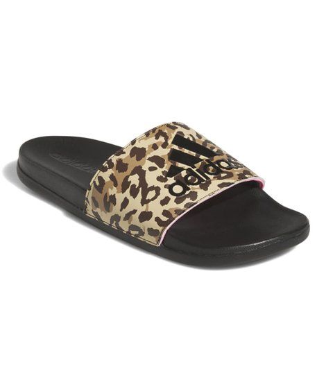 adidas Core Black Leopard Adilette Comfort Slide - Kids | Zulily