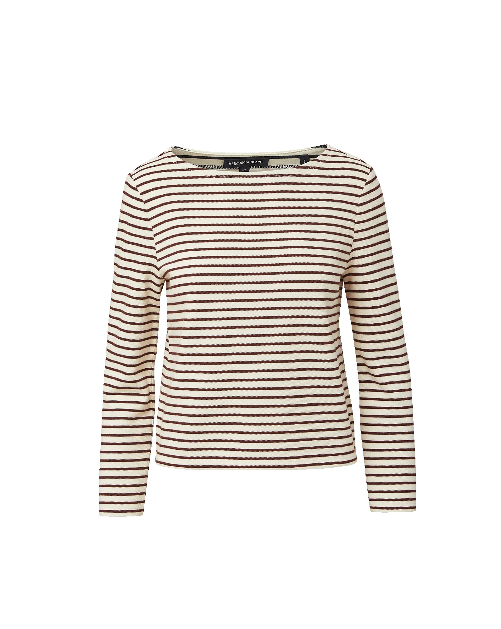 Hovey Striped Boatneck Top in Dove White & Raisin Burgundy | Veronica Beard | Veronica Beard