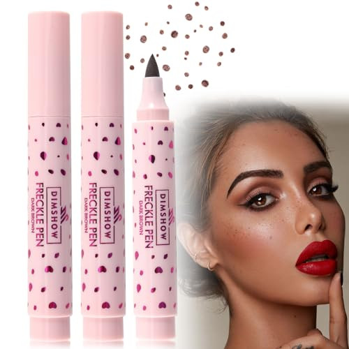 Erinde 2PCS Freckle Pen, Natural Lifelike Freckle Makeup Pen Magic Freckle Color, Waterproof Longlasting Soft Dot Sopt Pen for Natural Effortless Sunkissed Makeup, Dark Brown | Amazon (US)
