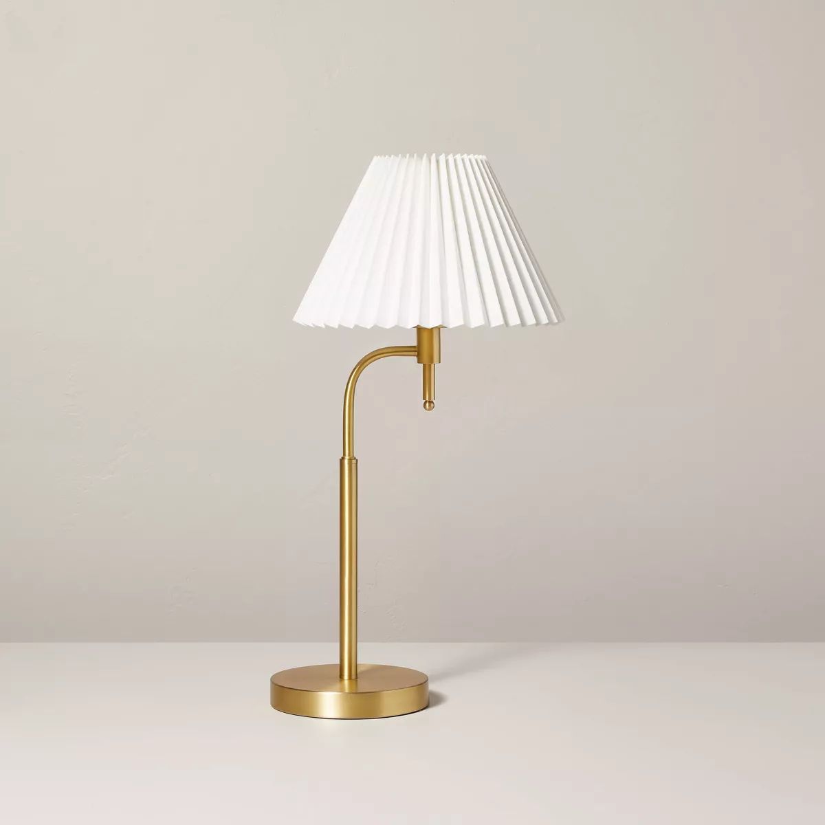 22" Pleated Shade Metal Arch Table Lamp Brass/Cream - Hearth & Hand™ with Magnolia | Target