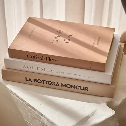 Moncur Home Faux Books for Decoration Coffee Table Books set of 3 Decorative Books Neutral Room Decor Aesthetic Shelf Decor Beige White Earth Tones Real Blank Pages Removable Covers Home Décor Accents | Amazon (US)