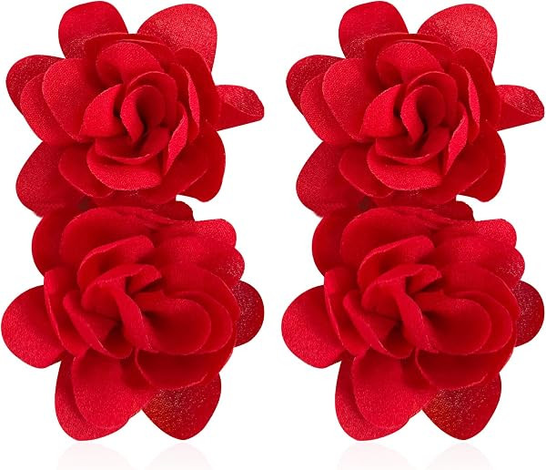 Big Flower Drop Earrings for Women Long Fabric Floral Dangle Earrings Bohemian Exaggerated Statem... | Amazon (US)