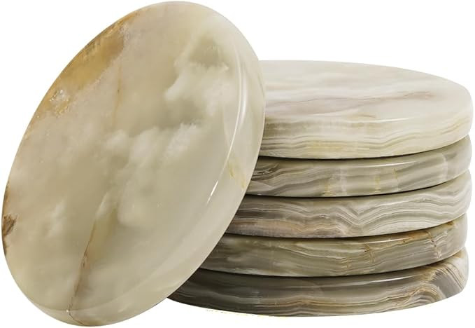 Marble Coasters Green Onyx 3.5 Inch Round Handmade Set of 6 Drink Coaster for Tabletop & Coffee T... | Amazon (US)