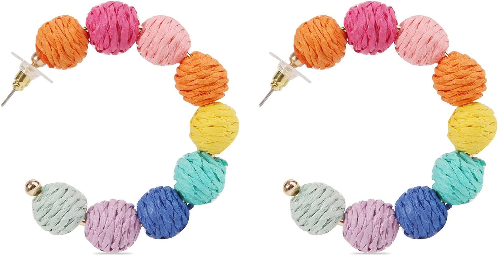 Exaggerated retro rattan big earrings lightweight geometric shape bohemian earrings handmade straw w | Amazon (US)