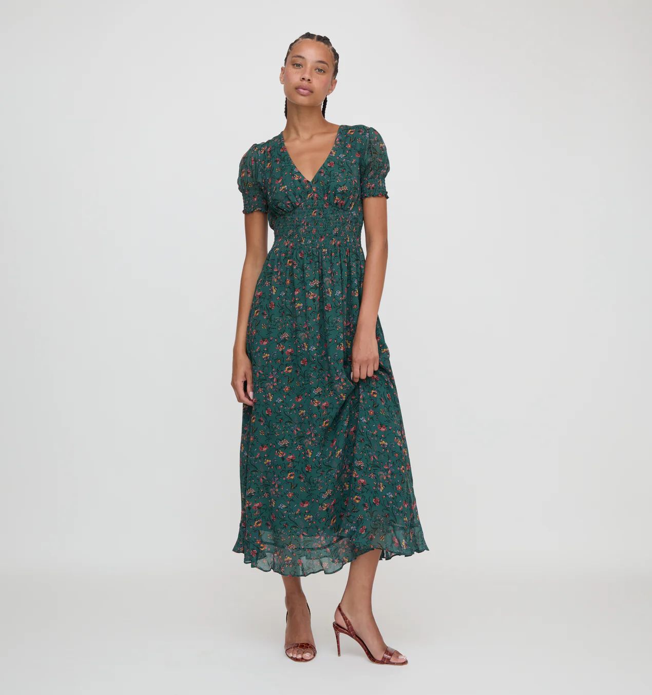 The Georgia Nap Dress - Bottle Green Fleur Chintz | Hill House Home