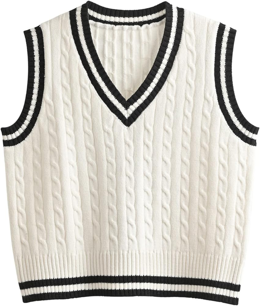 Hyipels Women's Sweater Vest,Y2K Sleeveless Pattern Preppy Style Knitted Crop Tank Top for Girl | Amazon (US)