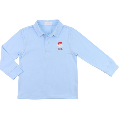Blue Knit Applique Santa Polo  - Shipping Mid November | Cecil and Lou