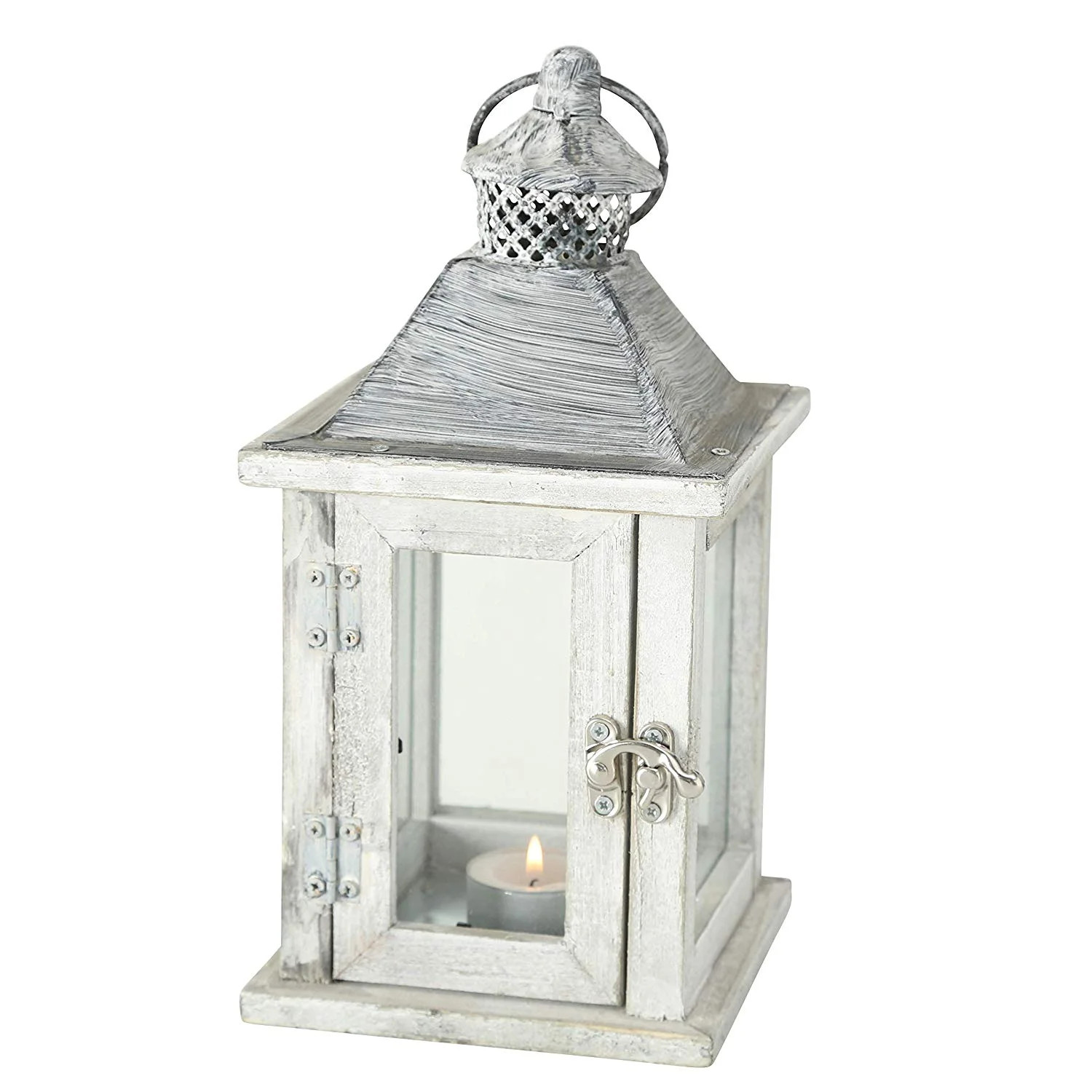 Farmers Market Wooden Candle Lantern Hurricane, Rustic Dark Metal Roof, Shabby Weathered Finish, ... | Walmart (US)