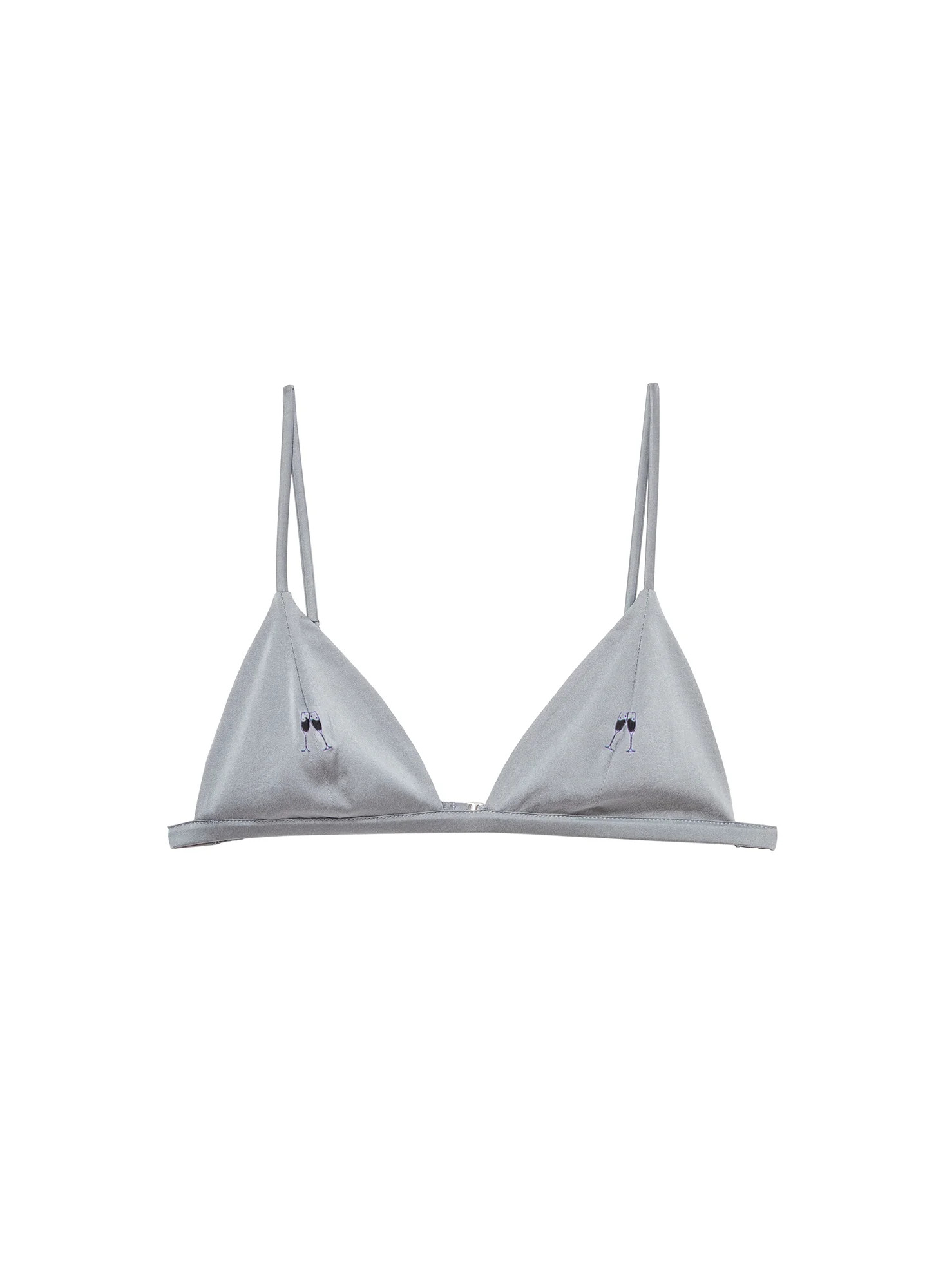 Silver Champagne Embroidered Luxe Triangle Bra | Fleur du Mal | Fleur du Mal