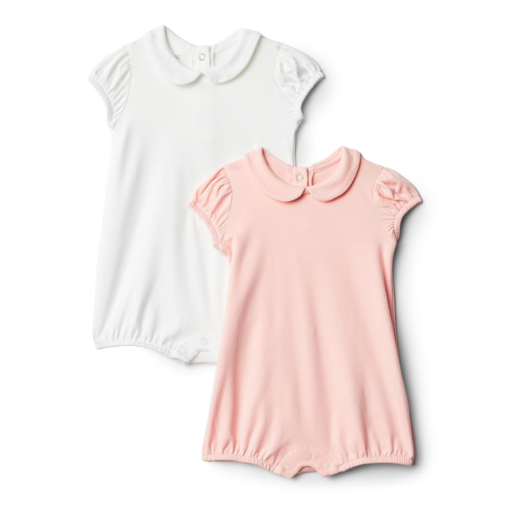 Amazon Essentials x Sofia Grainge Baby Girls' Short Sleeve Peter Pan Collar Romper, Pack of 2 | Amazon (US)