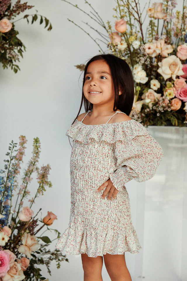 Miss Lola | Mini Rosie Ivory Long Sleeve Dress | MISS LOLA