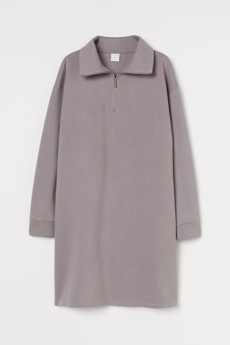 H & M - Collared Sweatshirt Dress - Gray | H&M (US + CA)