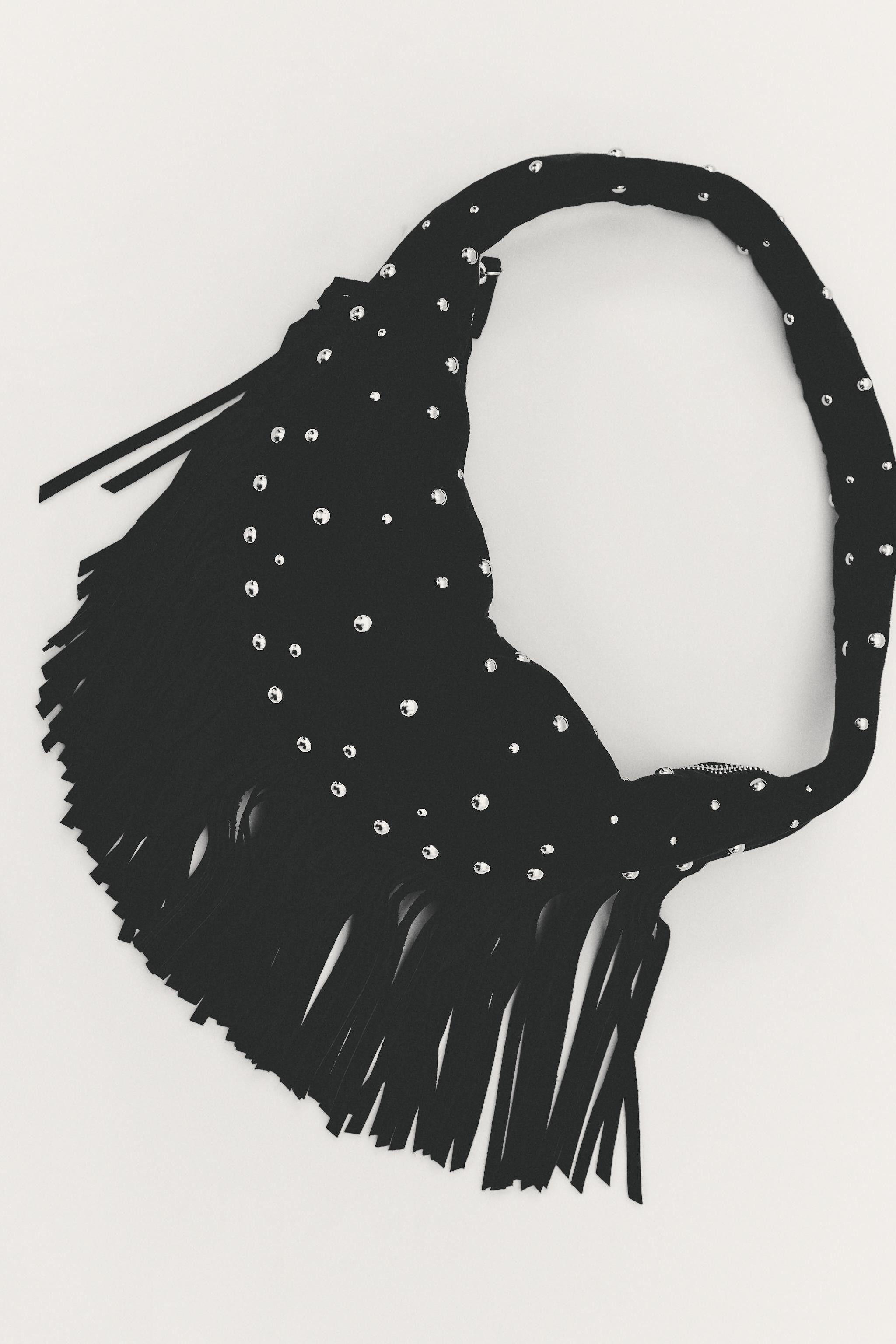 OVAL FRINGED STUDDED BAG | Zara US