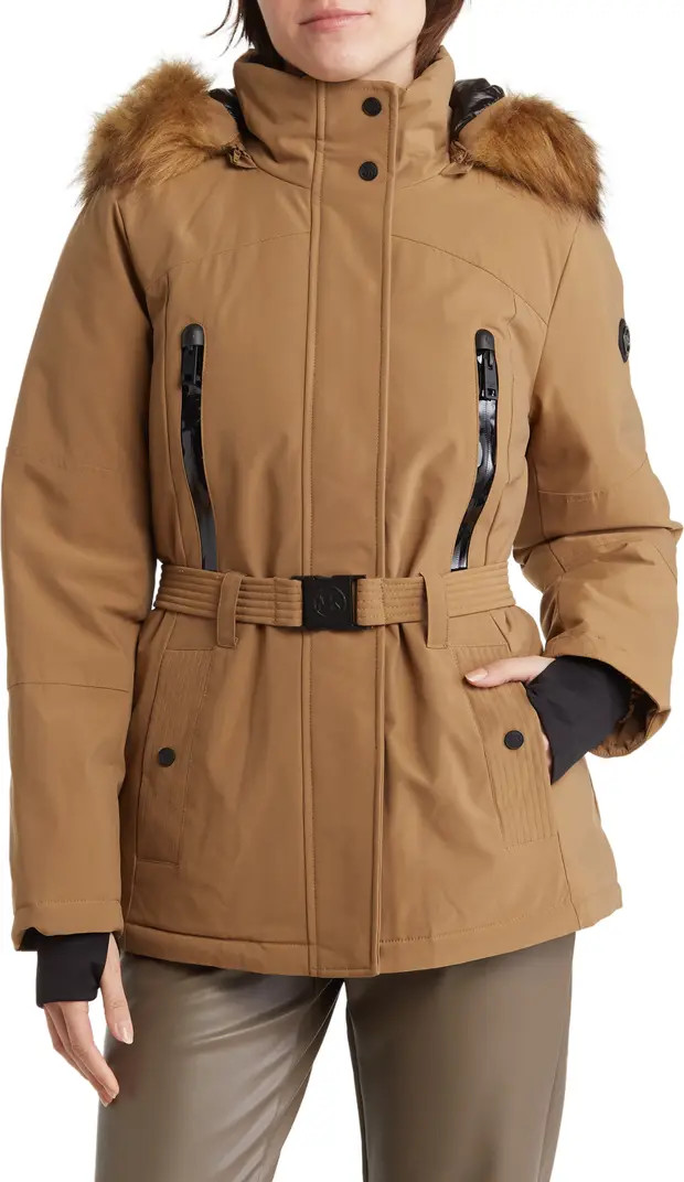 Michael Kors Belted Jacket with Removable Faux Fur Hood | Nordstromrack | Nordstrom Rack