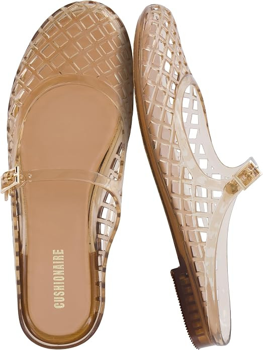 CUSHIONAIRE Java Casual Womens Jelly Flats with Adjustable Strap, Closed Toe Mary Janes Mule Desi... | Amazon (US)