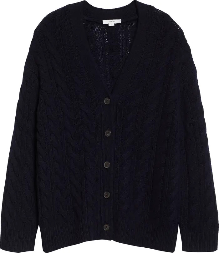 Vince Oversize Wool & Cashmere Cable Cardigan | Nordstrom | Nordstrom