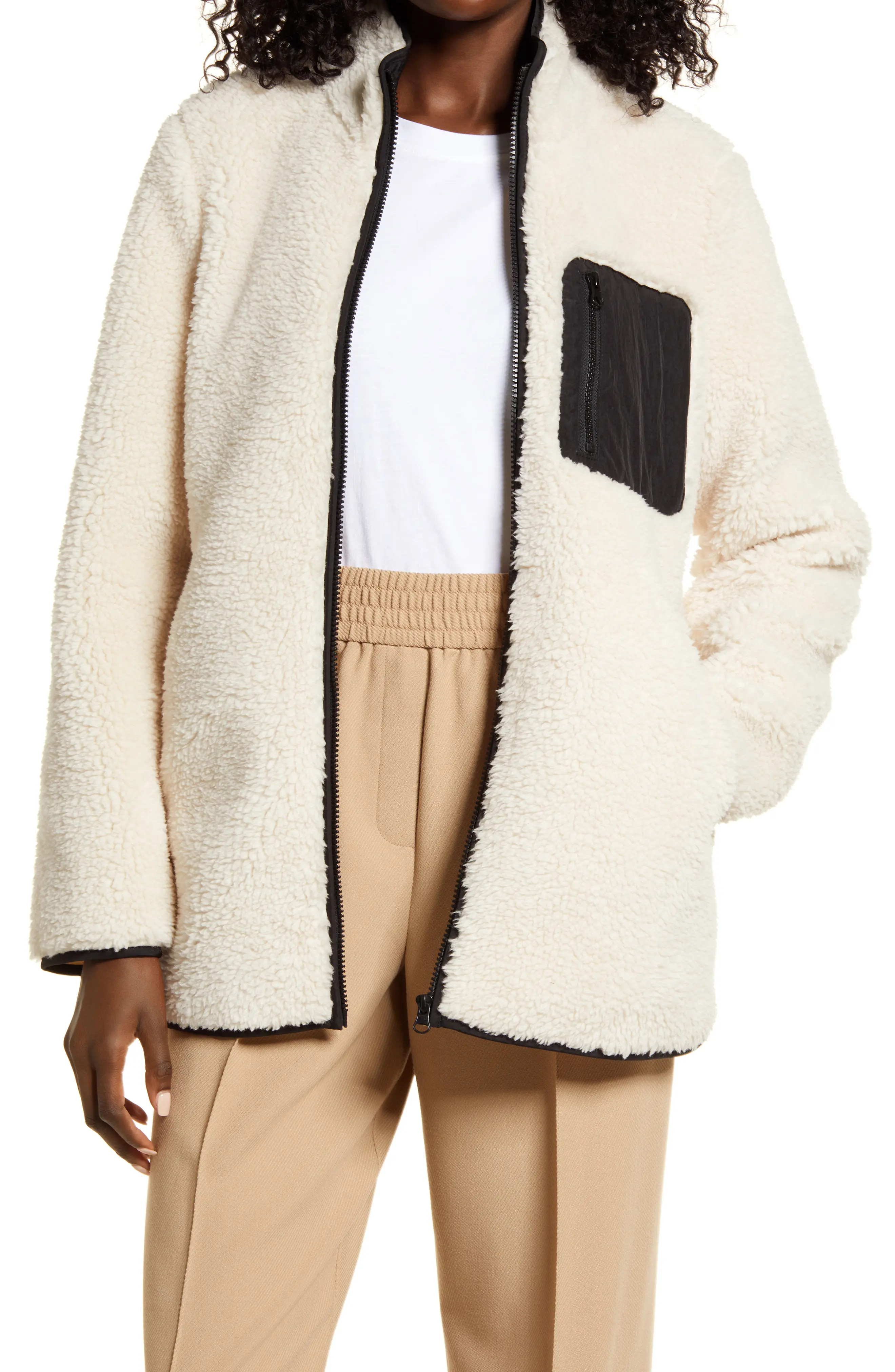 VERO MODA Andrea Teddy Jacket in Birch at Nordstrom, Size Small | Nordstrom