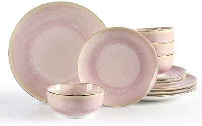 Sweejar Dinnerware Sets Service for 4, 12 pcs Porcelain Plates and Bowls for Kitchen, Housewaring... | Amazon (US)