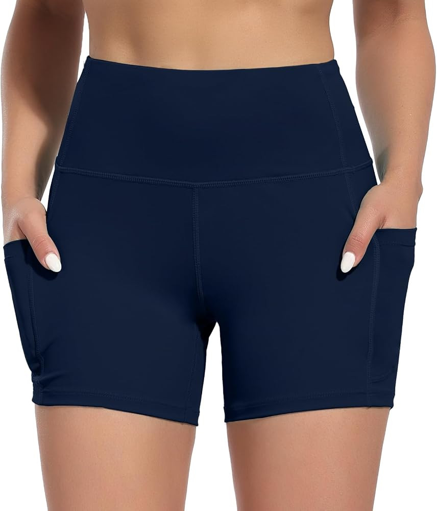Women's High Waist Yoga Shorts with Deep Side Pockets Tummy Control Fitness Athletic Running Gym ... | Amazon (US)