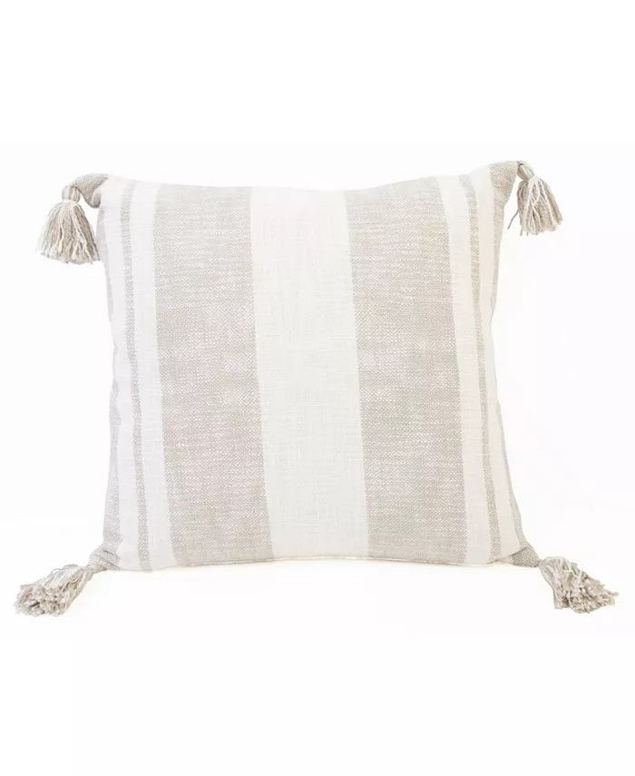 Sophia Stripe Printed Corner Tassel Pillow, 20" x 20" | Macys (US)